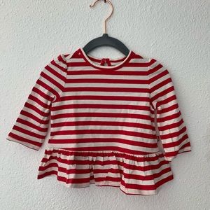 Long sleeve stripe peplum top